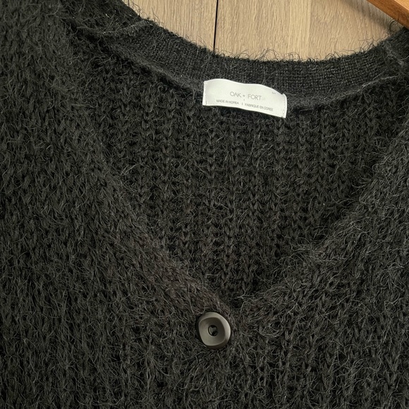 OAK & FORT FUZZY BLACK CARDIGAN SIZE SMALL - Picture 5 of 5